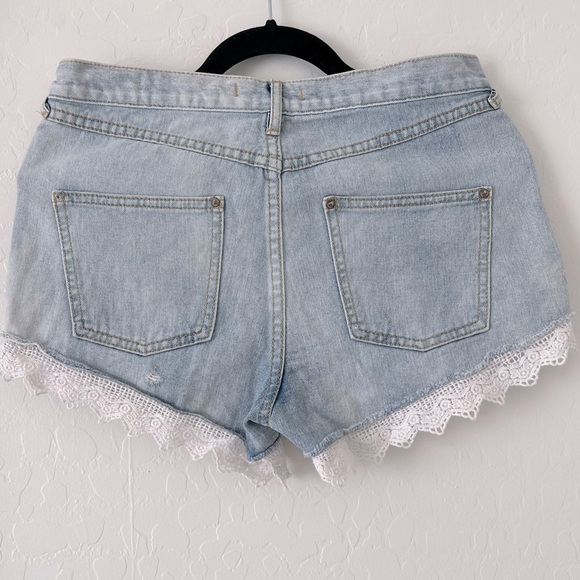 Free People Lacey Lace Trim Denim Shorts - Picture 7 of 12